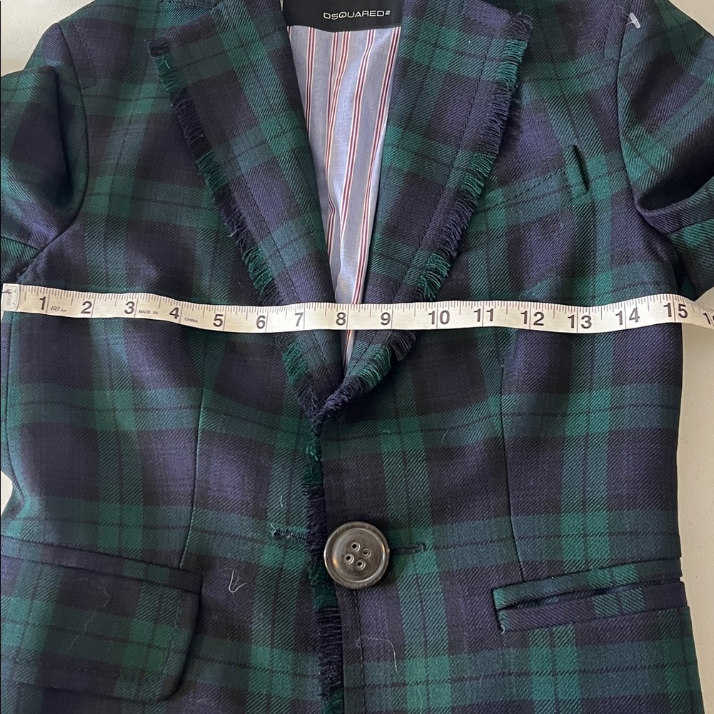 Dsquared2 Made in Italy Tartan Check Plaid Blazer Sport Coat Green navy size 40 - Picture 9 of 12
